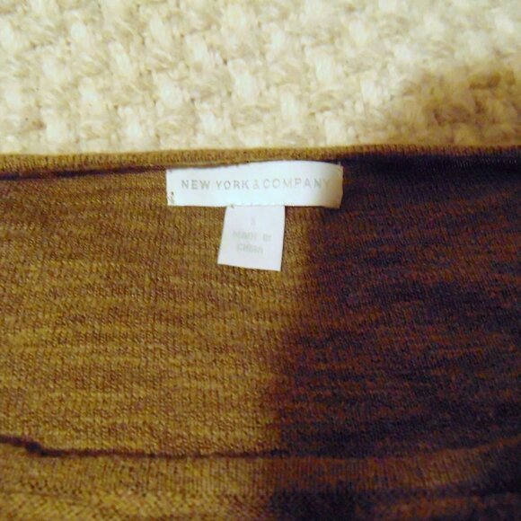 NY & Co. Ruched Drawstring Knit Top S Brown Heathered Minimalist Earthy Neutrals - Picture 4 of 8
